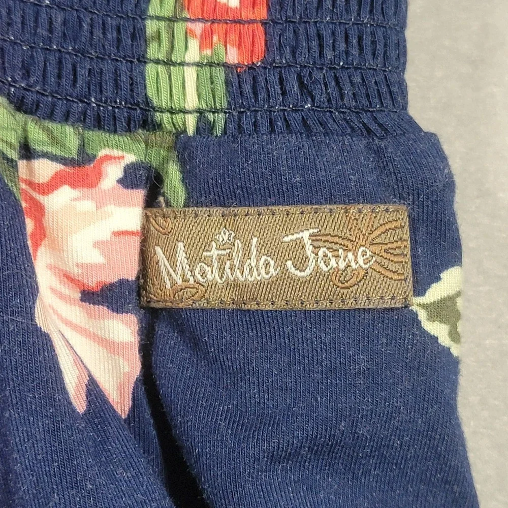 Matilda Jane Be Bold Romper Navy‎ Pink Floral Print Short Sleeve Women's Small